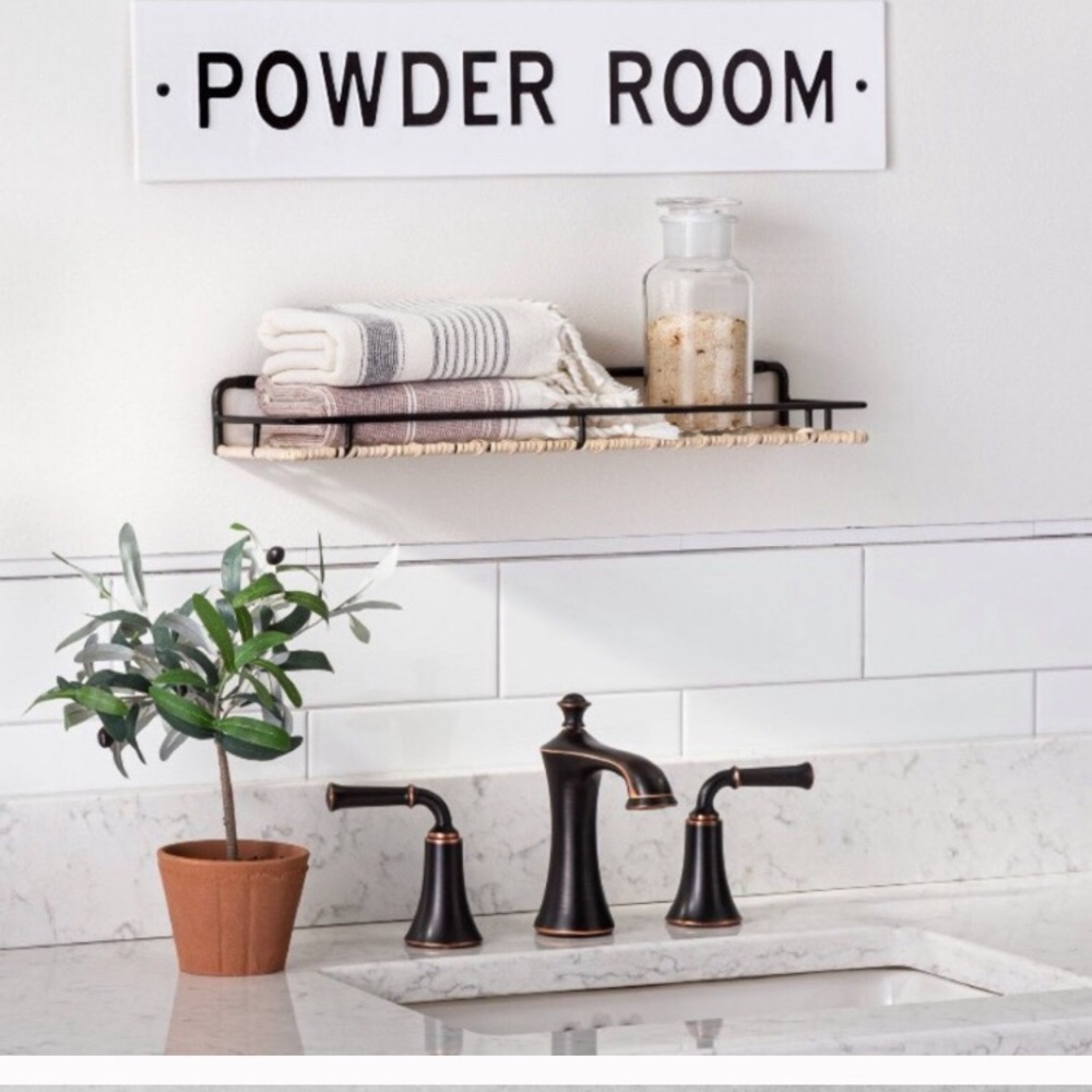 Large 'Powder Room' Wall Sign White/Black